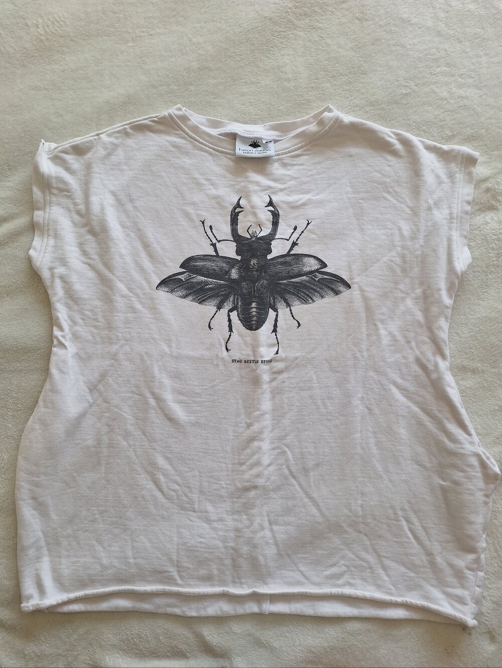 Helon Melon Stag Beetle Heavyweight Cotton Oversized Tee Pockets Mens S M